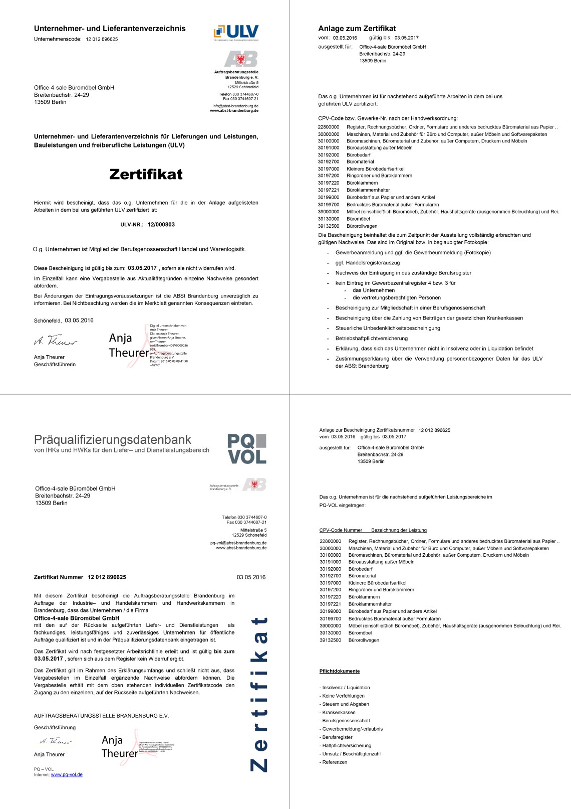 ULV + PQ-VOL Zertifikat von office-4-sale
