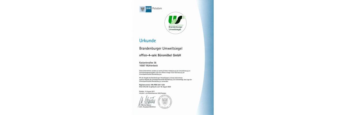 Brandenburger Umweltsiegel an office-4-sale verliehen - office-4-sale erhält Brandenburger Umweltsiegel