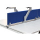 8 x Bench-Arbeitsplatz "FrameFour Bench" 120 cm in weiß mit Monitorhalter und Trennwand in blau