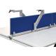 8 x Bench-Arbeitsplatz "FrameFour Bench" 240 cm in weiß mit Monitorhalter und Trennwand in blau