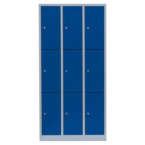 Fächerschrank, 3 Abteile, 9 Fächer - Abteilbreite 29,5 cm in enzianblau