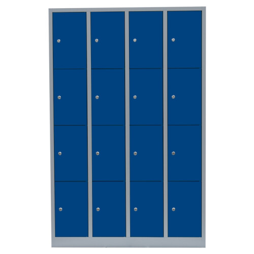 Fächerschrank, 4 Abteile, 16 Fächer - Abteilbreite 29,25 cm in enzianblau