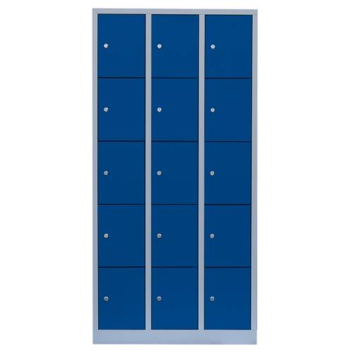 Fächerschrank, 3 Abteile, 15 Fächer - Abteilbreite 29,5 cm in enzianblau
