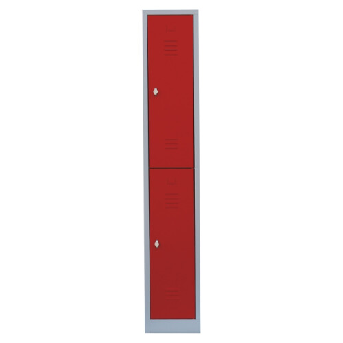 Stahl-Kleiderschrank/Spind, doppelstöckig, - Abteilbreite 31,5 cm, 1 Abteil/2 Fächer in feuerrot