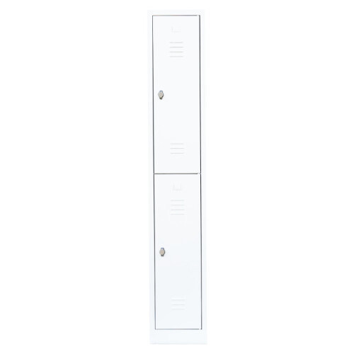 Stahl-Kleiderschrank/Spind, doppelstöckig, - Abteilbreite 31,5 cm, 1 Abteil/2 Fächer in signalweiß
