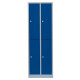 Stahl-Kleiderschrank/Spind, doppelstöckig, - Abteilbreite 40 cm, 2 Abteile/4 Fächer in enzianblau