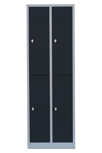 Stahl-Kleiderschrank/Spind, doppelstöckig, - Abteilbreite 40 cm, 2 Abteile/4 Fächer in anthrazitgrau