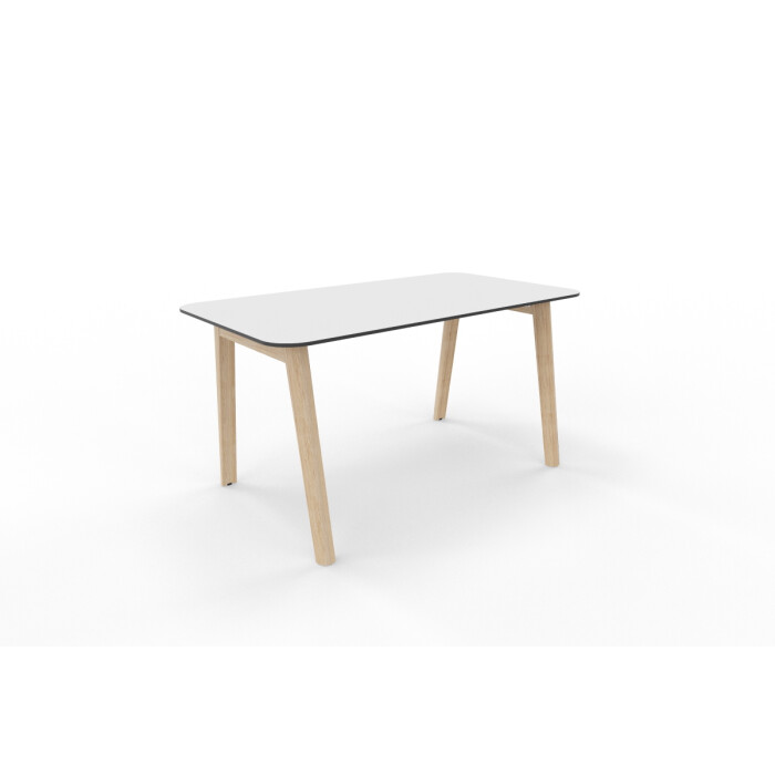 NOWD-HPL Schreibtisch - 140 x 80 cm in weiß mit schwarzem Umleimer