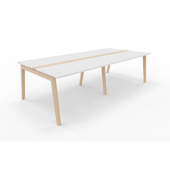 NOWD Besprechungstisch - 280 x 120 cm in weiß - mit Holzeinsatz