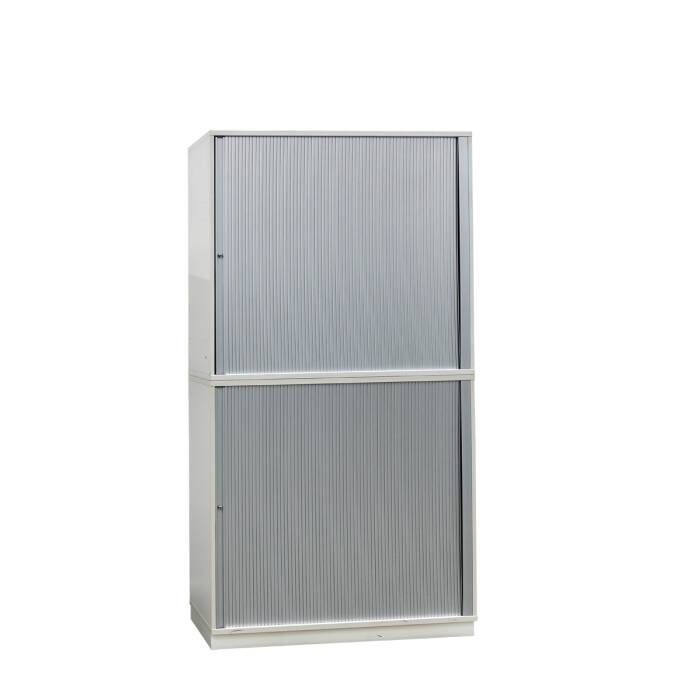 Aufsatz-Sideboard / Haworth / weiß / Querrollladen silber / 120 cm
