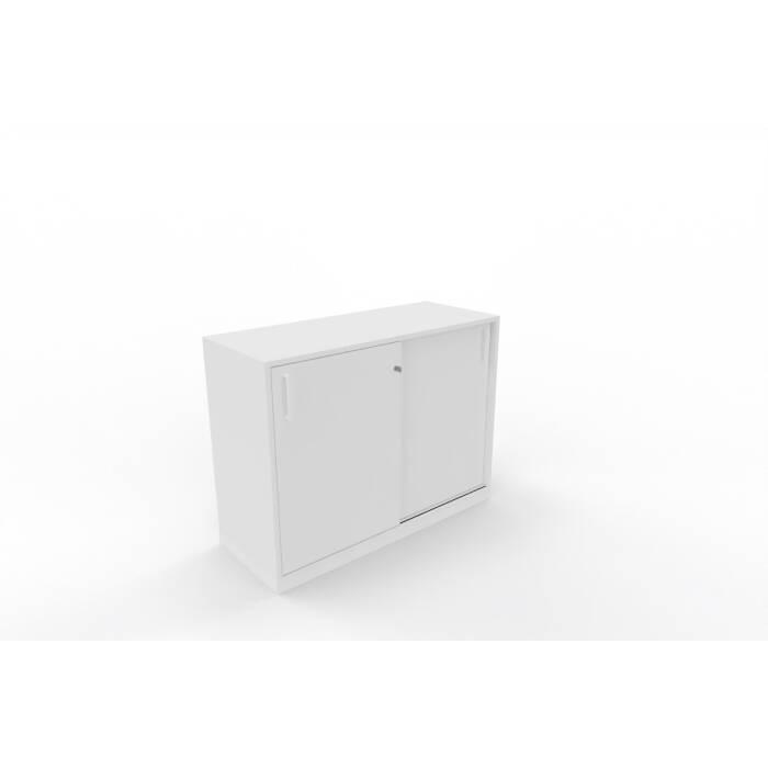 Sideboard mit Schiebetüren in weiß, 2 Ordnerhöhen  - 100 cm