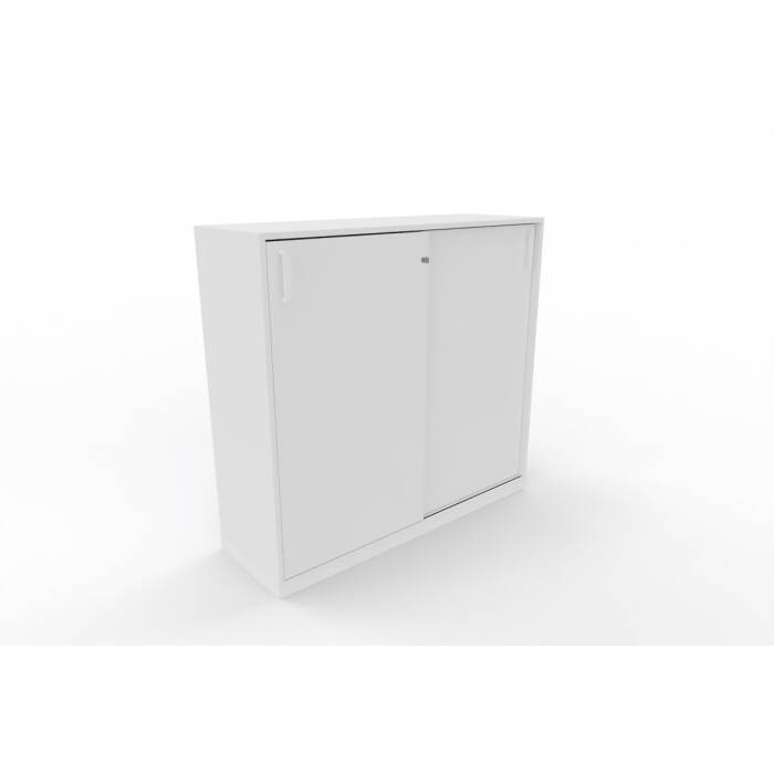 Sideboard mit Schiebetüren in weiß, 3 Ordnerhöhen  - 120 cm