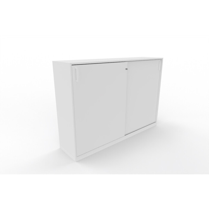 Sideboard mit Schiebetüren in weiß, 3 Ordnerhöhen  - 160 cm