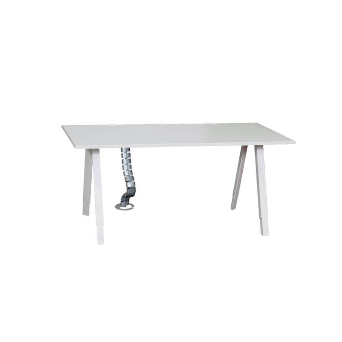 Schreibtisch / Steelcase Frame One / 160 x 80 cm in weiß / Kabelschlange in silber
