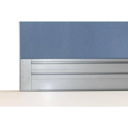 Schreibtisch 180 x 80 cm mit Schiebeplatte in weiß und Trennwand in blau