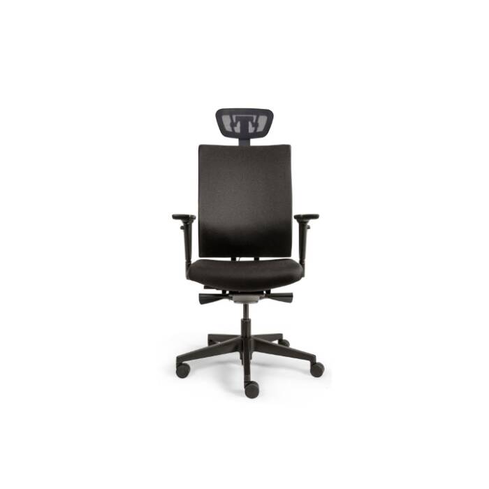 Bürodrehstuhl SIT XL Edition mit Kopfstütze in Mesh und Fußkreuz Kunststoff, schwarz
