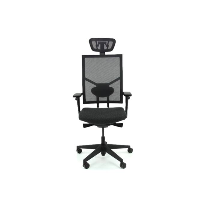 Bürodrehstuhl NET-SIT XL Edition mit Netzrücken und Kopfstütze in Mesh - Fußkreuz Kunststoff, schwarz