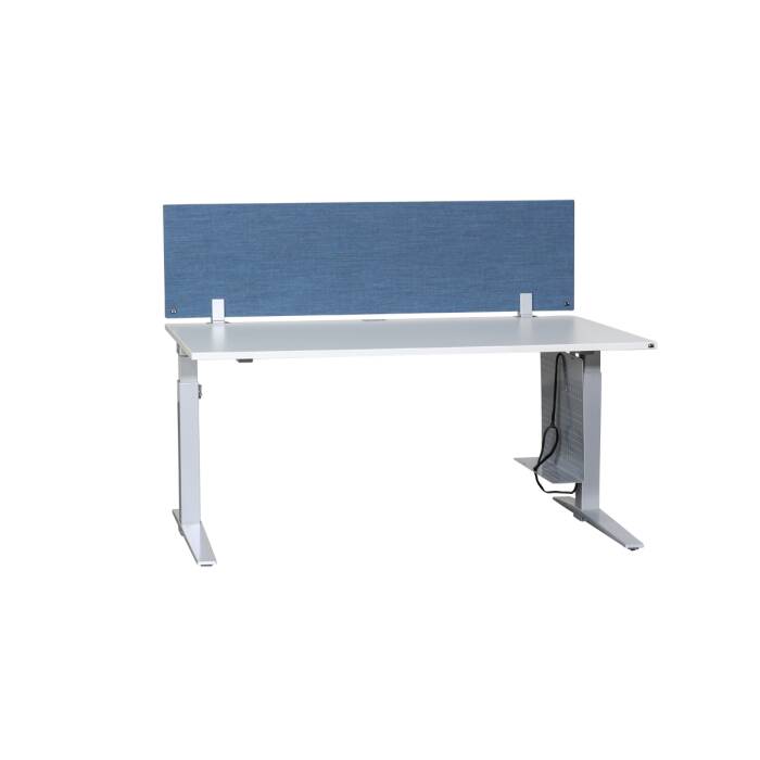 TALO.S Schreibtisch in lichtgrau, 160 x 80 cm mit Trennwand in blau und CPU-Halter