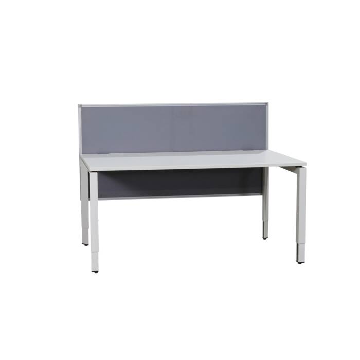 "Ottima Portico" Schreibtisch mit Schiebeplatte/Kabelauslässe in weiß, 160 x 80 cm und Trennwand in grau