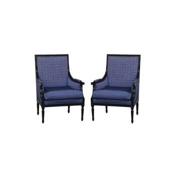 2er Set Pompöse Lounge- Sessel Art Deco in blau