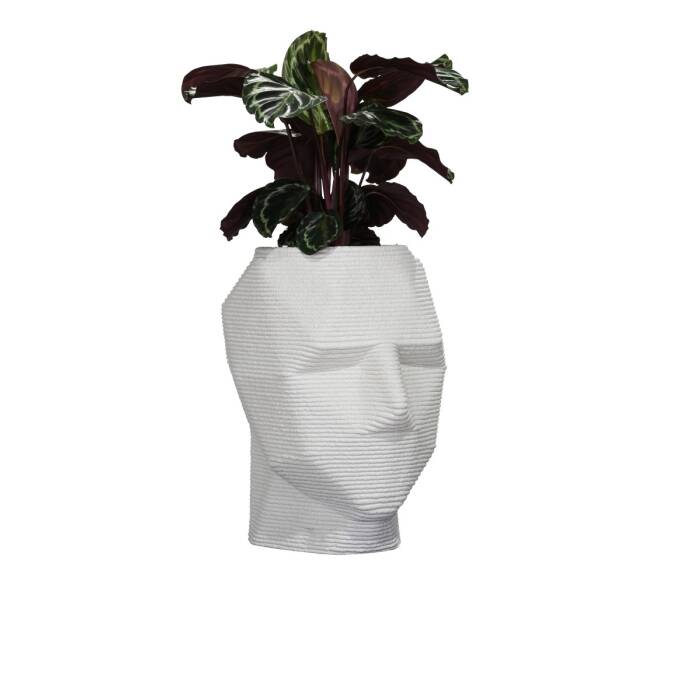 Pflanzengefäß Kopf M / 3D-Betondruck / weiß