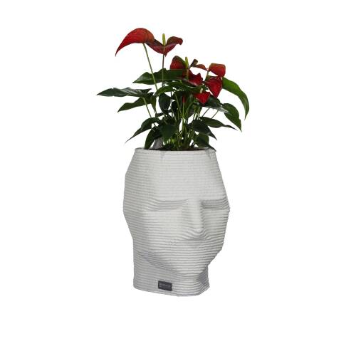 Pflanzengefäß Kopf M / 3D-Betondruck / weiß