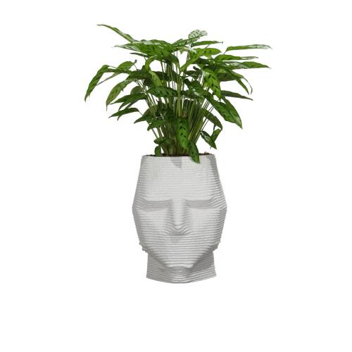 Pflanzengefäß Kopf S / 3D-Betondruck / weiß
