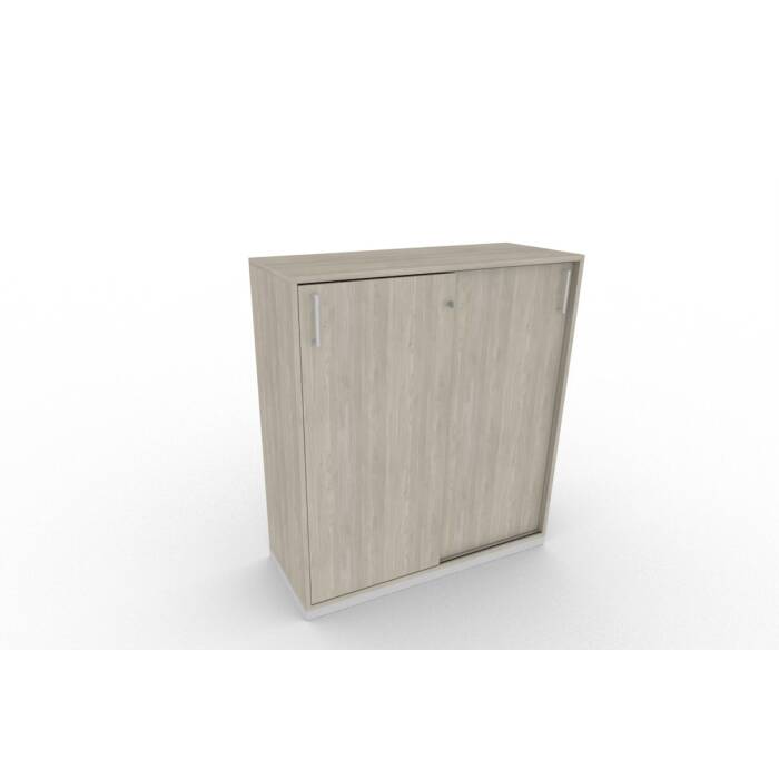 Sideboard mit Schiebetüren in Holz grau, 3 Ordnerhöhen - 100 cm