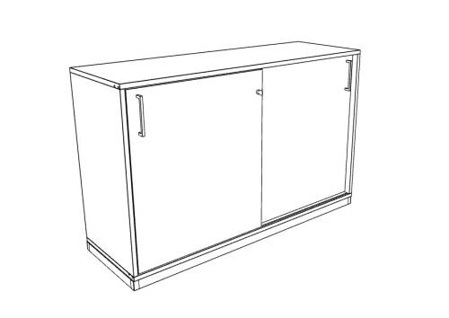 Sideboard mit Schiebetüren in grau, 2 Ordnerhöhen - 120 cm