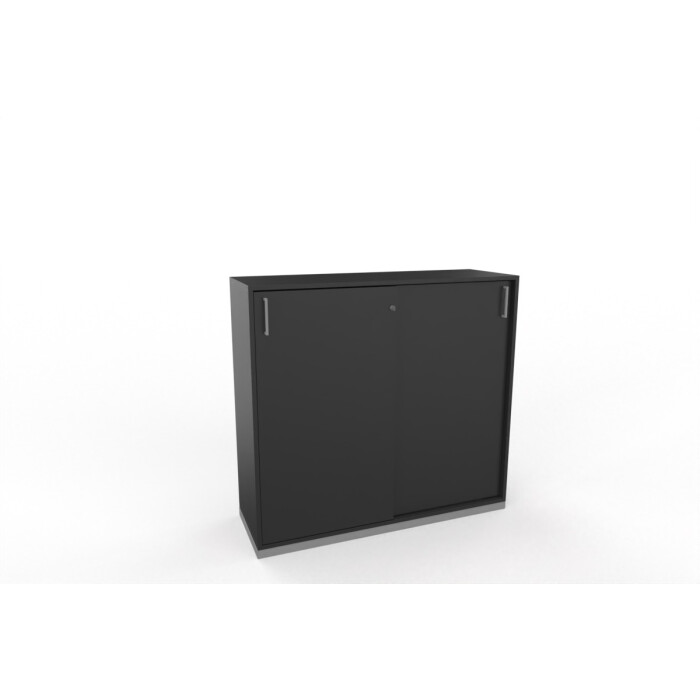 Sideboard mit Schiebetüren in schwarz, 3 Ordnerhöhen - 120 cm