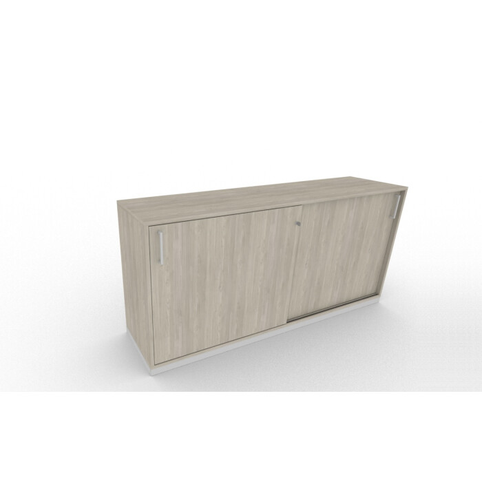 Sideboard mit Schiebetüren in Holz grau, 2 Ordnerhöhen - 160 cm