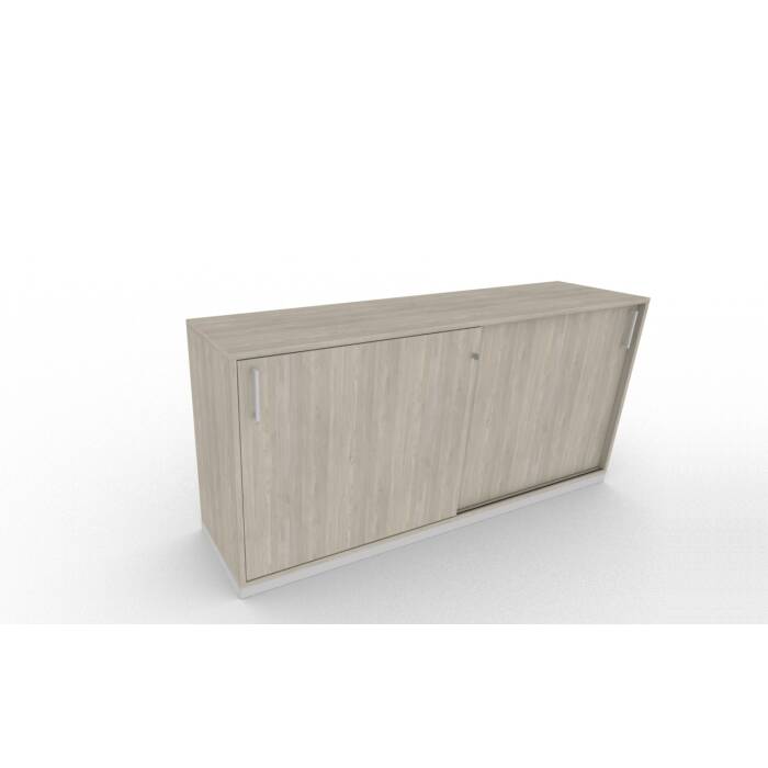 Sideboard mit Schiebetüren in Holz grau, 2 Ordnerhöhen - 160 cm