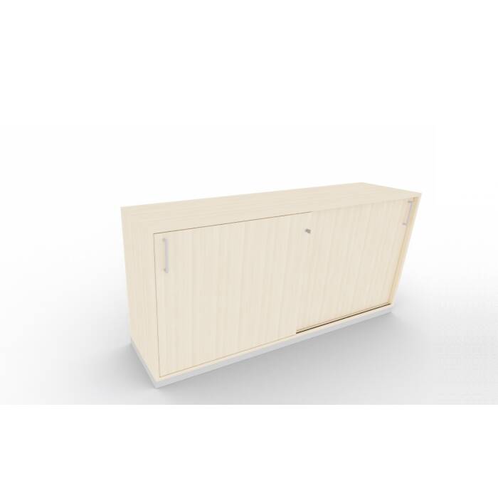 Sideboard mit Schiebetüren in esche sandbeige, 2 Ordnerhöhen - 160 cm