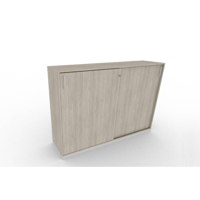 Sideboard mit Schiebetüren in Holz grau, 3 Ordnerhöhen - 160 cm