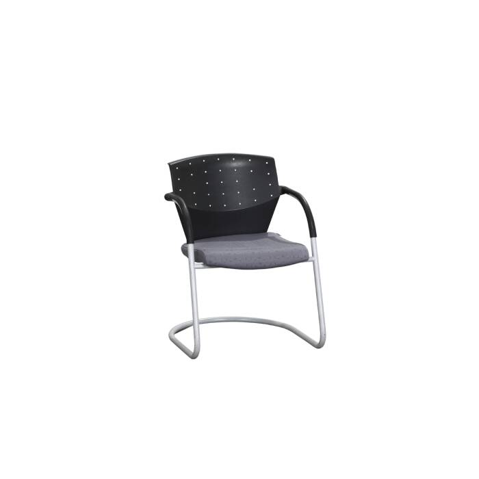 Freischwinger / Dauphin Cosmos / Sitz grau gemustert, Kunststoffrücken schwarz mit Lochmuster