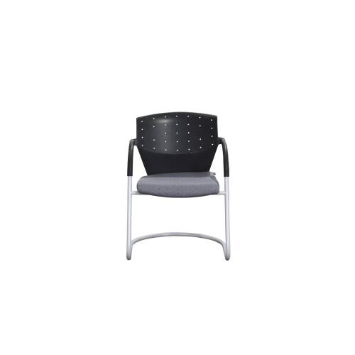 Freischwinger / Dauphin "Cosmos" / Sitz grau gemustert, Kunststoffrücken schwarz mit Lochmuster