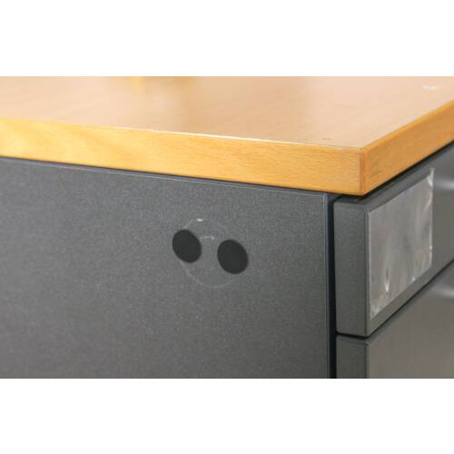 Rollcontainer / VS Büromöbel / Schubladen / anthrazit / überstehende Abdeckplatte buche / Tischhöhe