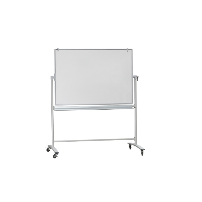 Mobile Stativdrehtafel / Whiteboard / Franken / 100 x 150 cm / lichtgrau / Ablageschale