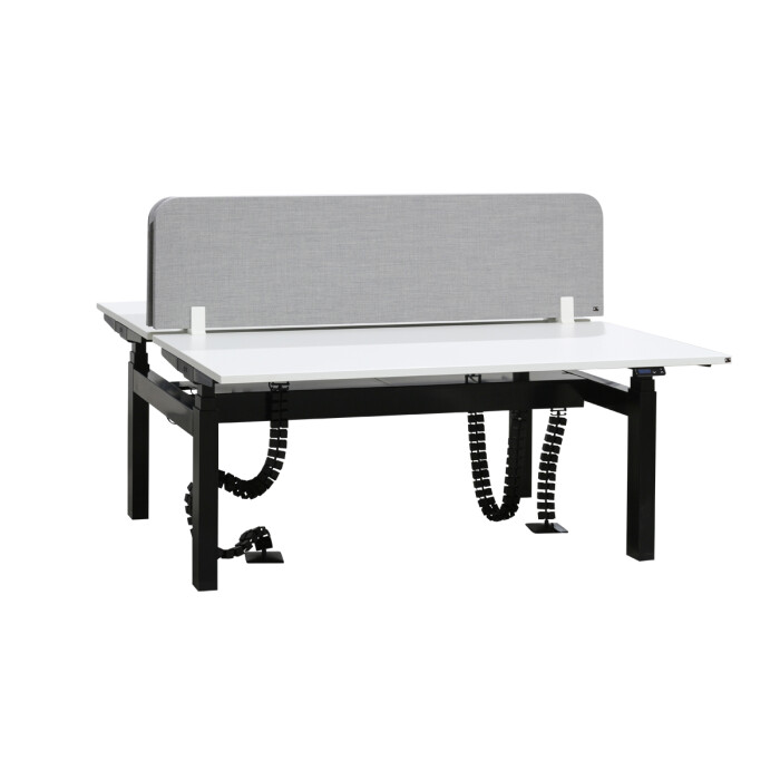 Duo-Bench / König & Neurath TALO.S / 160 x 80 cm / weiß  mit schwarzem Gestell / elektrisch höhenverstellbar inkl. Aufsatz-Trennwände