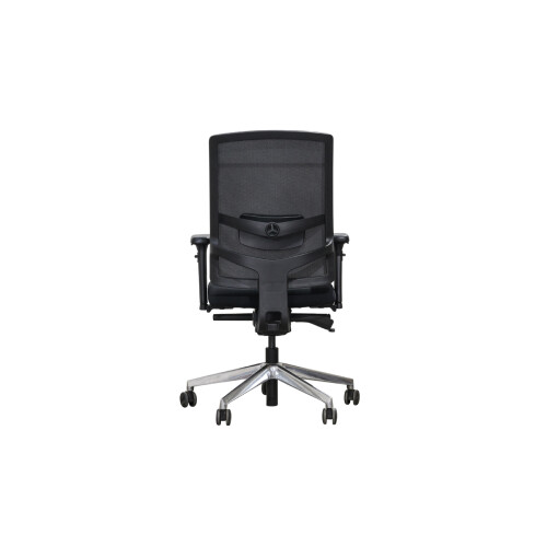 "F1" Bürodrehstuhl mit Netzrücken in schwarz - eckige Armlehnen