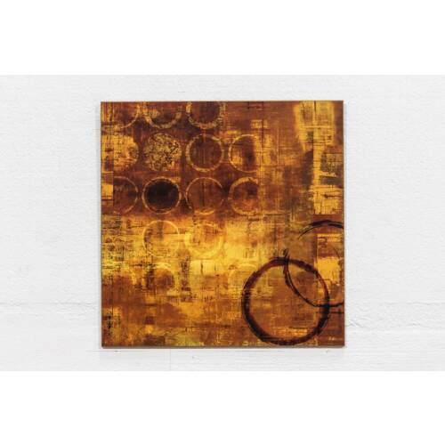 Kunstdruck auf Holz / "Golden Circles" / 69,5 x 68,5