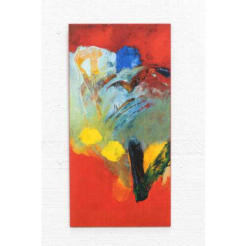 Kunstdruck auf Holz / "Gelbe Blumen" / 99,5  x 50