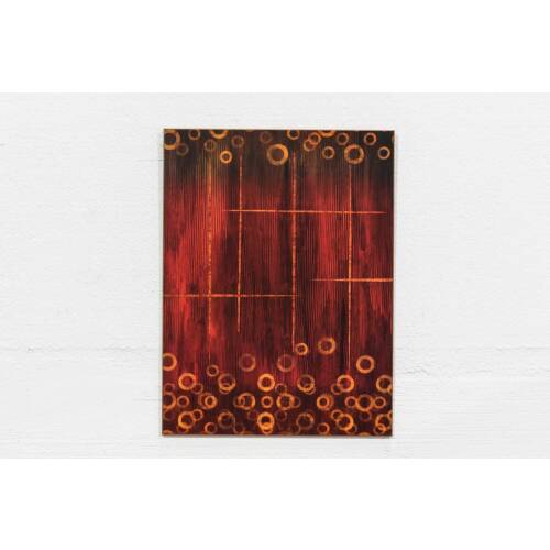 Kunstdruck auf Holz / "Red Lines" / 80  x 60