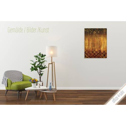 Kunstdruck auf Holz / "Golden Lines" / 80  x 60