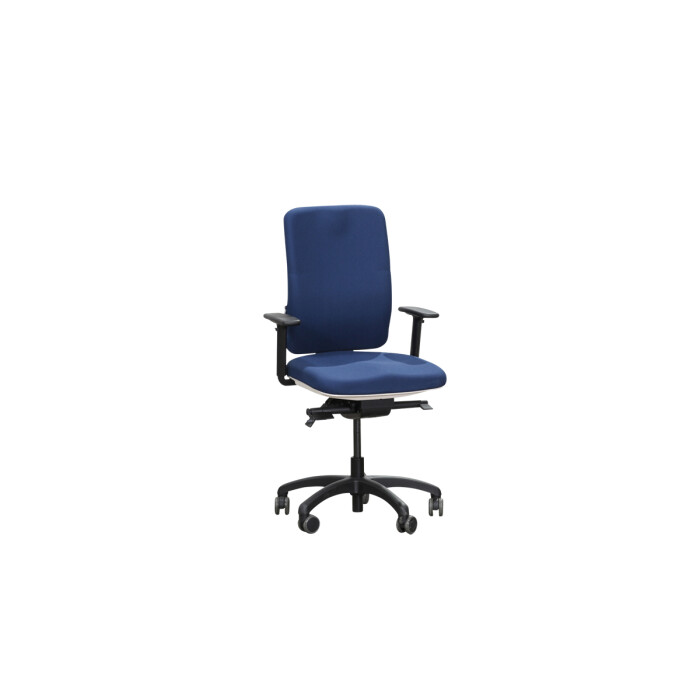 Bürodrehstuhl / Protect motion.plus / blau / Hartbodenrollen groß / Unterbau weiß