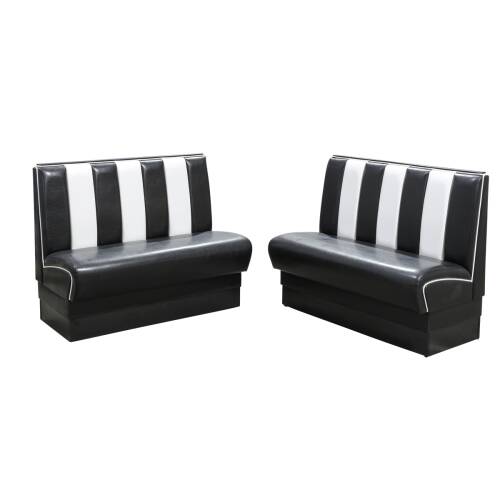 Retro-Lounge-Sofa / Dinerbank / 2 Sitzer / schwarz/weiß