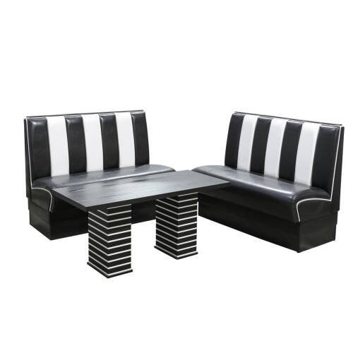 Retro-Lounge-Sofa / Dinerbank / 2 Sitzer / schwarz/weiß