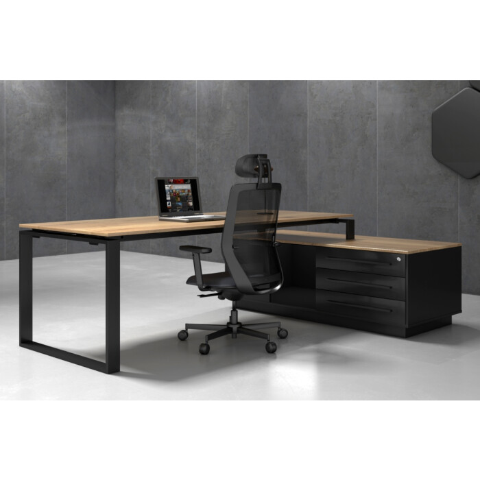 Chef-Schreibtisch Direct Plus mit integriertem Sideboard - Ausrichtung rechts