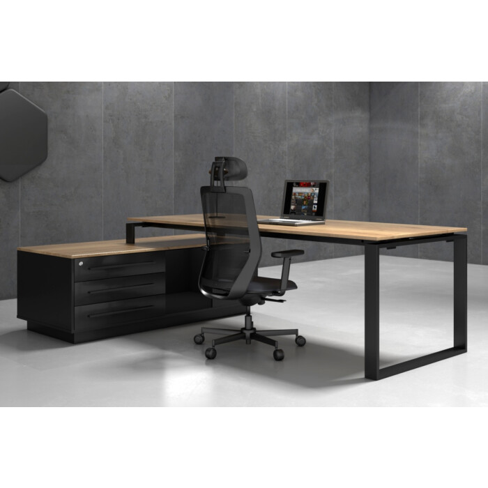 Chef-Schreibtisch "Direct Plus" mit integriertem Sideboard - Ausrichtung links