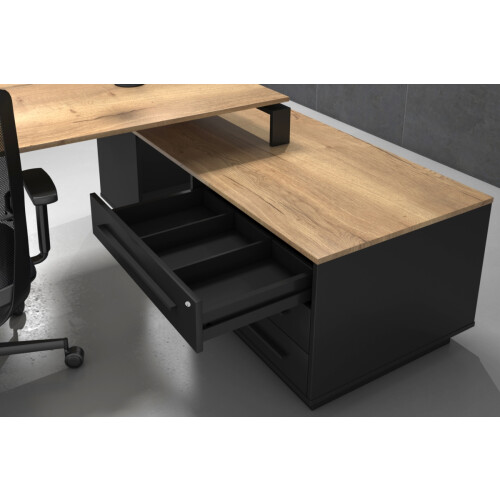 Chef-Schreibtisch "Direct Plus" mit integriertem Sideboard - Ausrichtung links